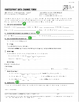 Retirement fund participant data change form.